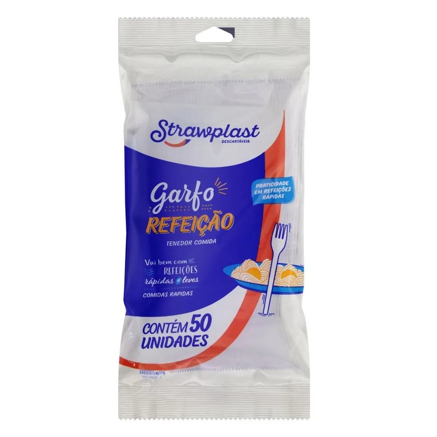 Garfo Refeição Strawplast 50 unidades