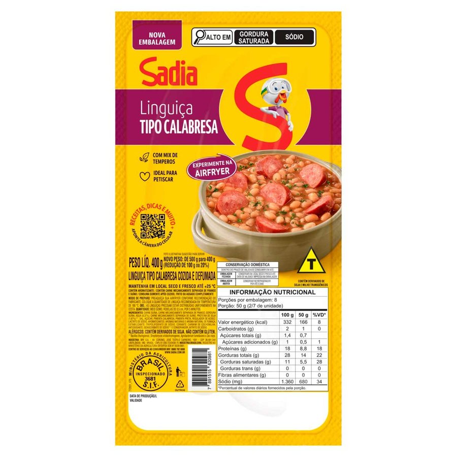 Linguiça Tipo Calabresa Sadia 400 g