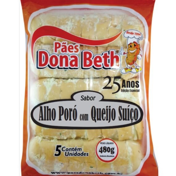 Pão de Alho-Poró com Queijo Suíço Dona Beth